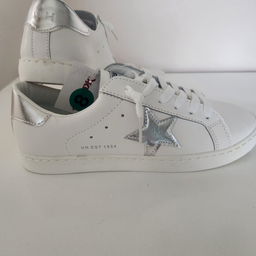 White and Silver Star Sneakers